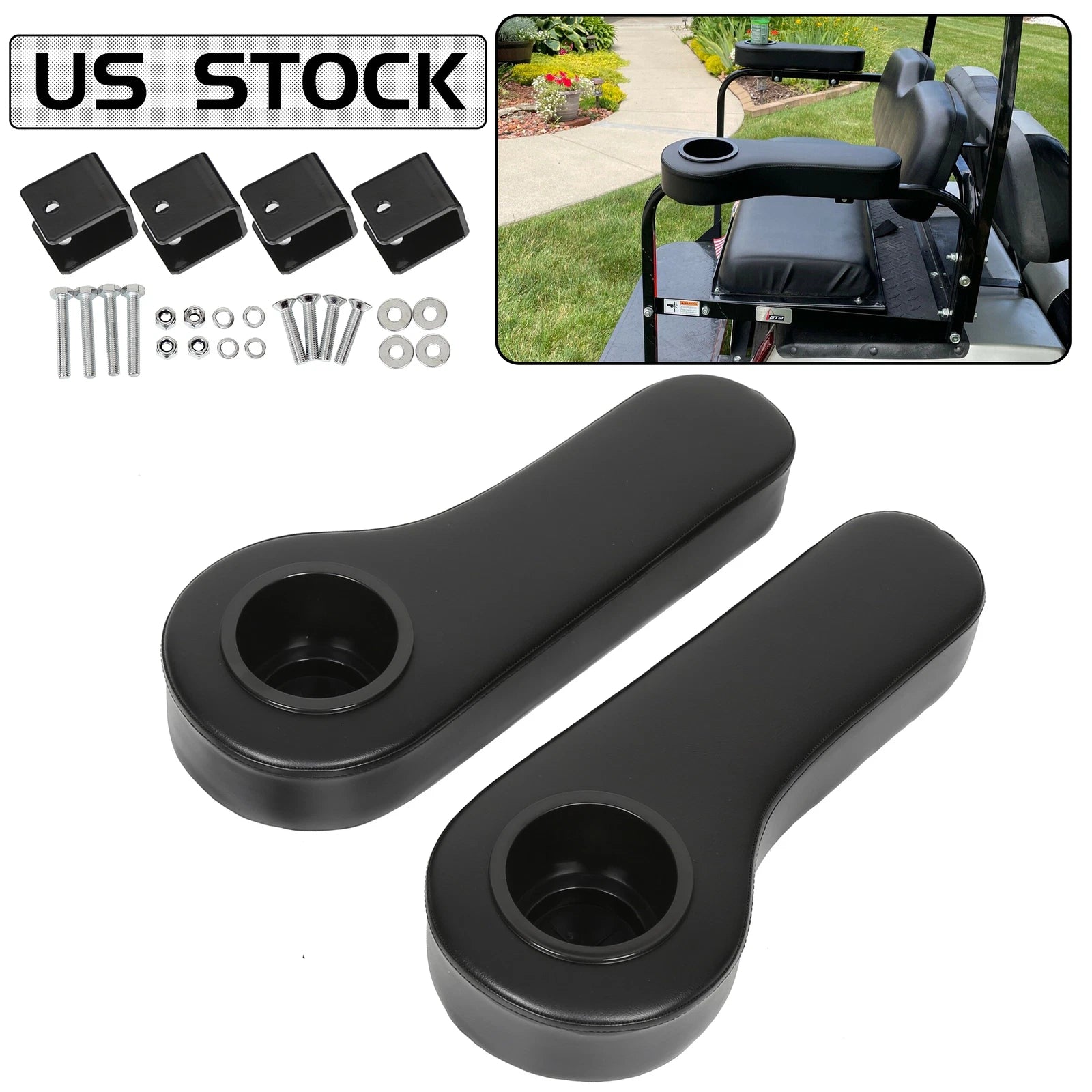 2X Golf Cart Arm Rest Drink Cup Holder for EZGO/Club Car/Yamaha