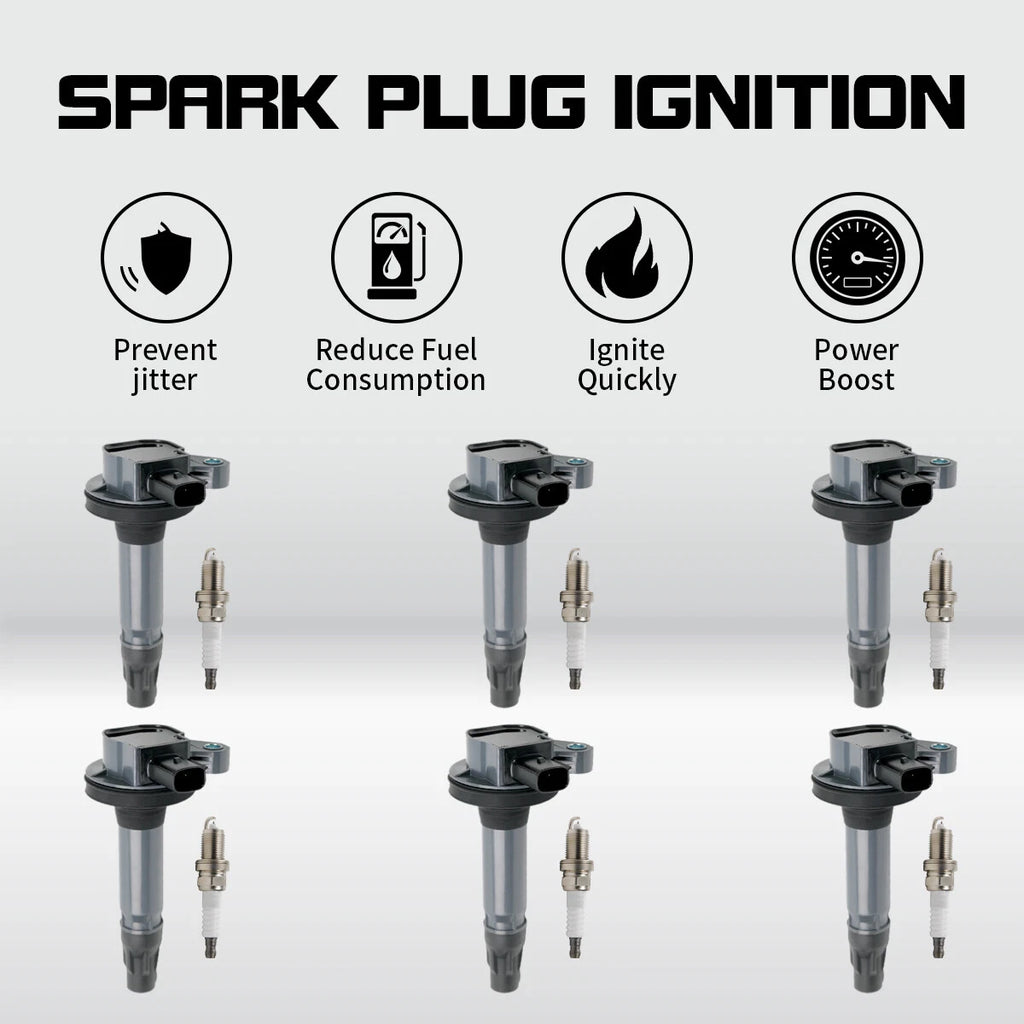 Set of 6 Ignition Coils & Spark Plugs for Ford Mustang Explorer Lincoln UF553
