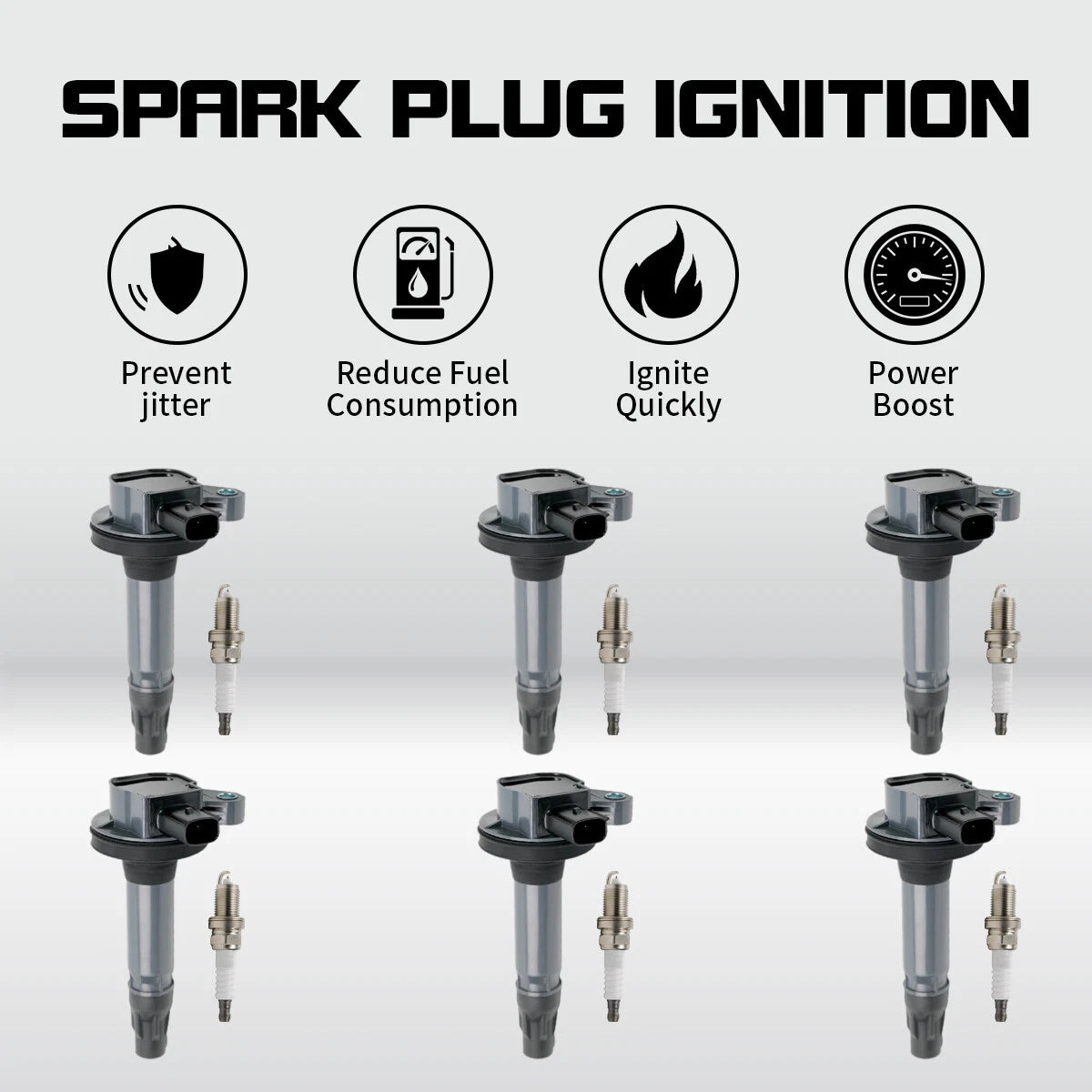 Set of 6 Ignition Coils & Spark Plugs for Ford Mustang Explorer Lincoln UF553