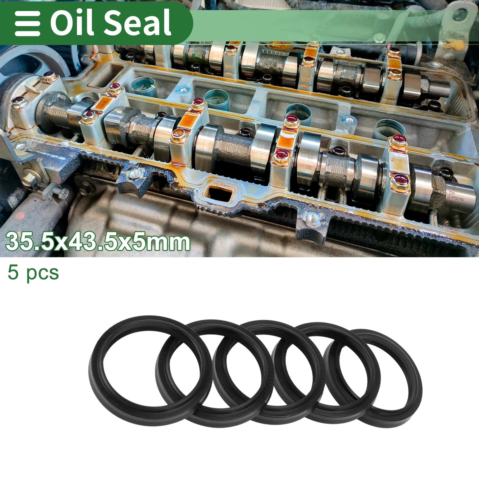 Set of 5 Oil Seal Rotary Shaft Seal NBR Rubber 35.5x43.5x5mm
