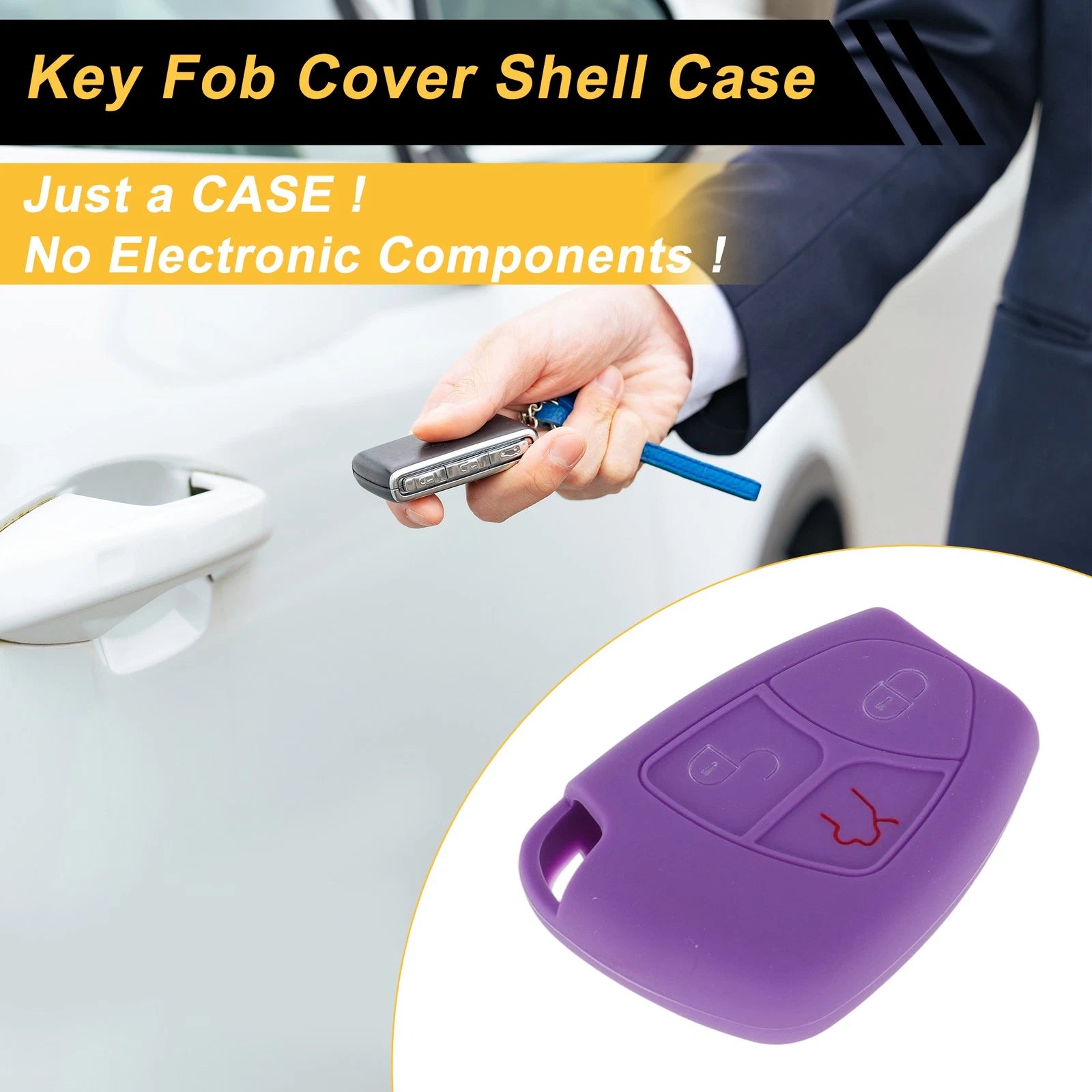 Purple Car Key Case for Mercedes-Benz C-Class (2001–2015) - 3 Buttons