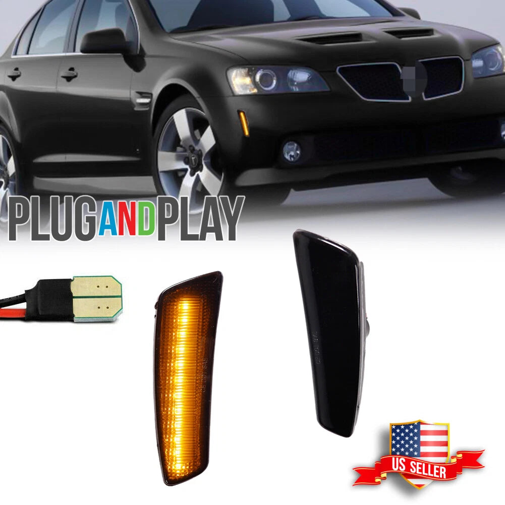 2X Smoke LED Front Bumper Side Marker Lights for Pontiac G8 (2008–2009)