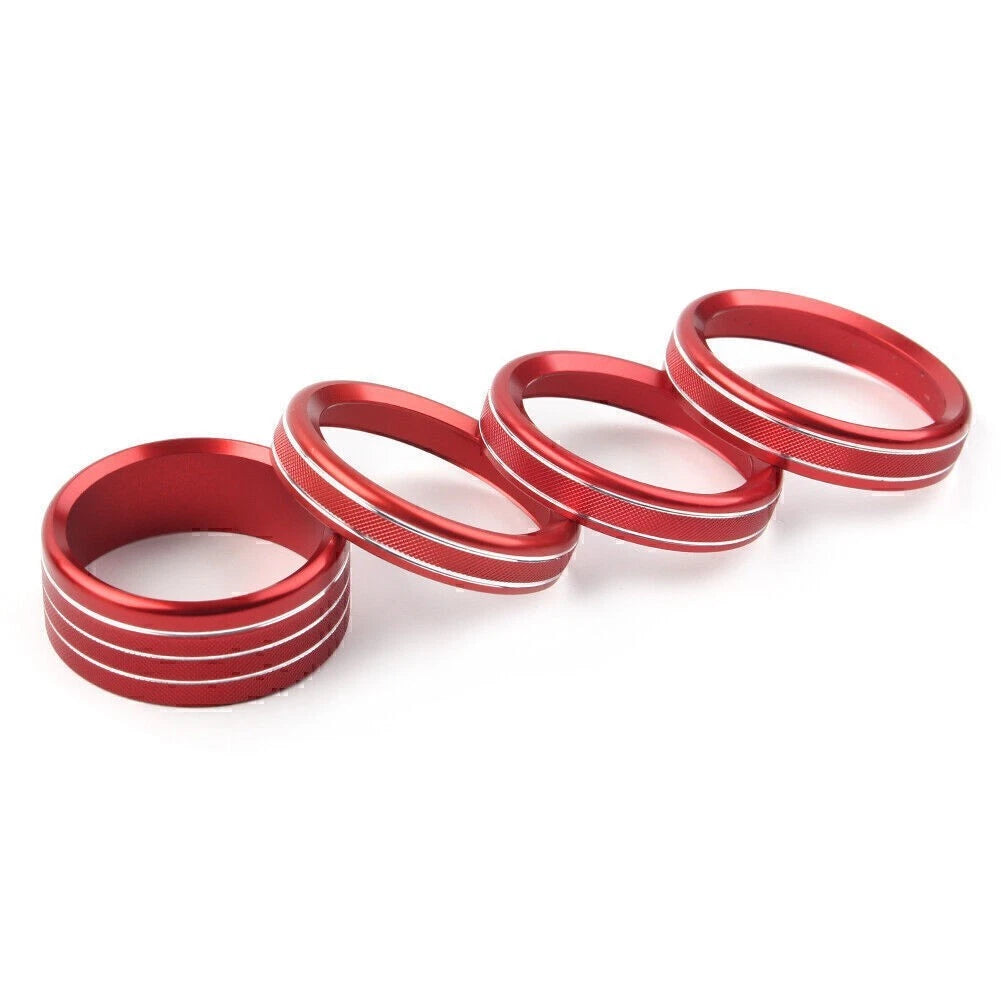 Air Conditioner Audio Switch Knob Ring Cover Trim for Jeep Wrangler JL (2018–2020) Red