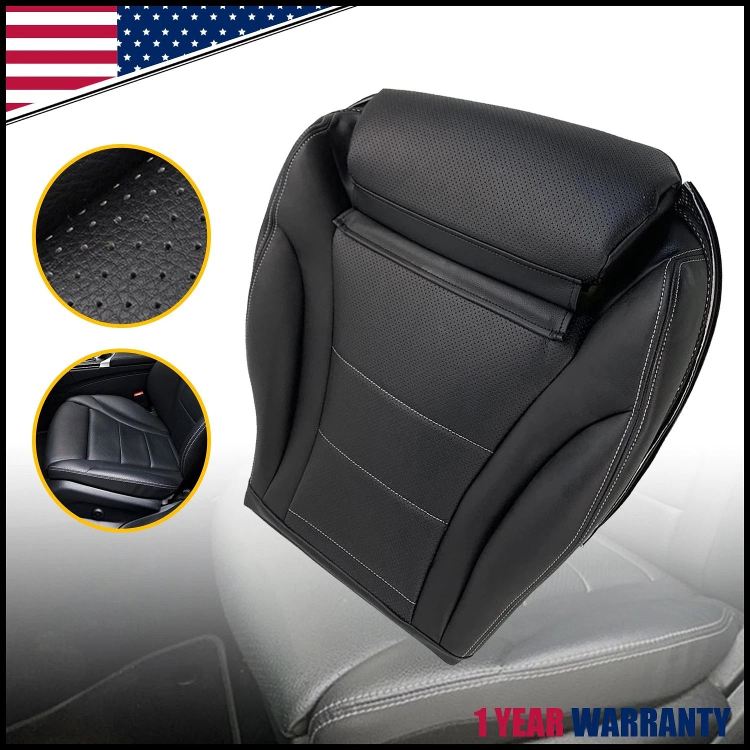 Driver Bottom Leather Seat Cover for Mercedes Benz C300 (2015–2021)