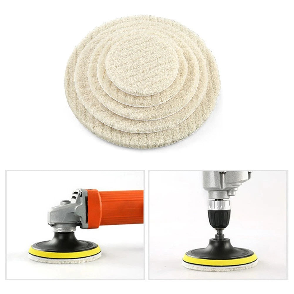 Polishing Pads Set of 4 75-180mm Coated Cushion Wool Buffing