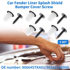 Set of 5 Fender Liner Splash Shield Bumper Cover Screw Kit for Honda Accord 