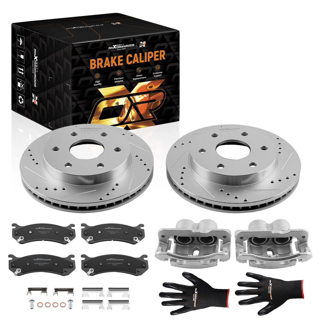 Front Drilled Rotors Brake Calipers Pads Kit for Chevrolet Astro Avalanche (2001–2005)