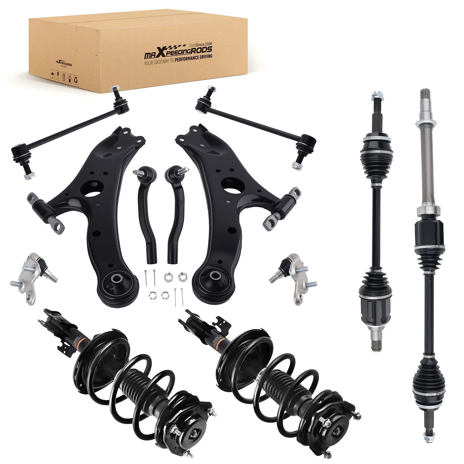 10PC Front Lower Control Arm CV Axle Struts w/Coil Spring for Sienna (2011–2014)