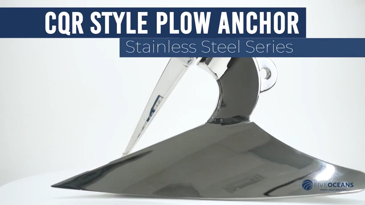 CQR Style Plow Anchor 15.5 lb for Boats (Solid High-Polished Stainless Steel)
