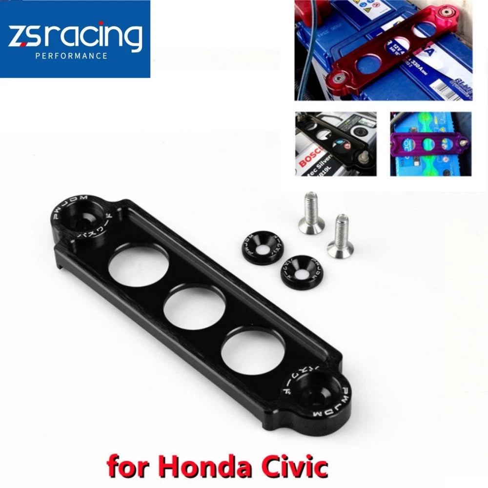 Black Aluminum Battery Tie Down Bracket for Honda Civic CRX (1988–2000)