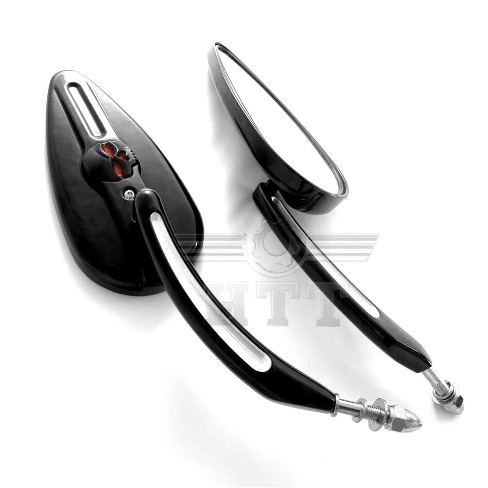 Black Raindrop Side Mirrors for Harley Street 500 750 Roadster XL883R XL1200V FL (2014–2020)