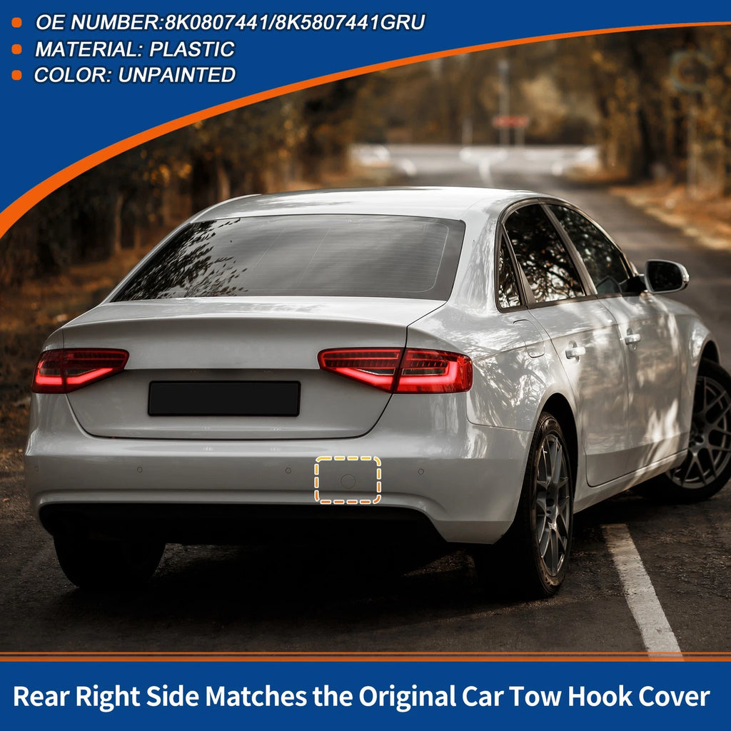Rear Car Bumper Tow Hook Cover for Audi A4 Avant (2007–2015) No. 8K0807441 Unpainted