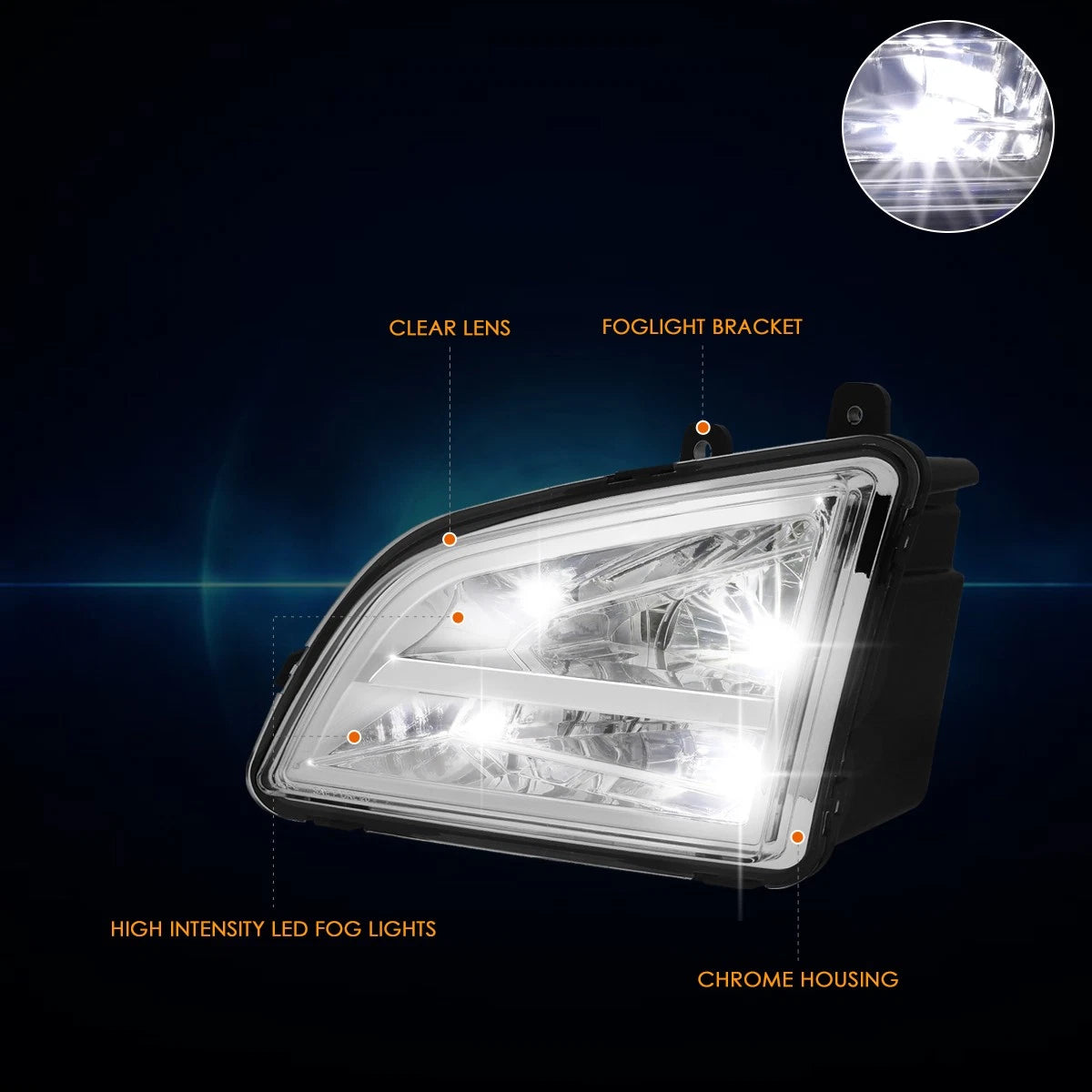 Full LED Chrome Housing Fog Lights for Volvo VNL (2018–2024)