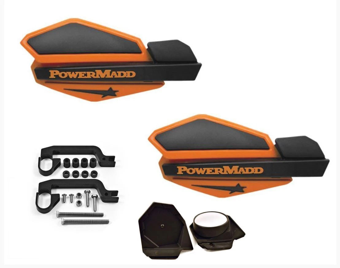 Powermadd Star Series Hand Guards for DS 450 DS 650 (Mirror Mount, Orange/Black)