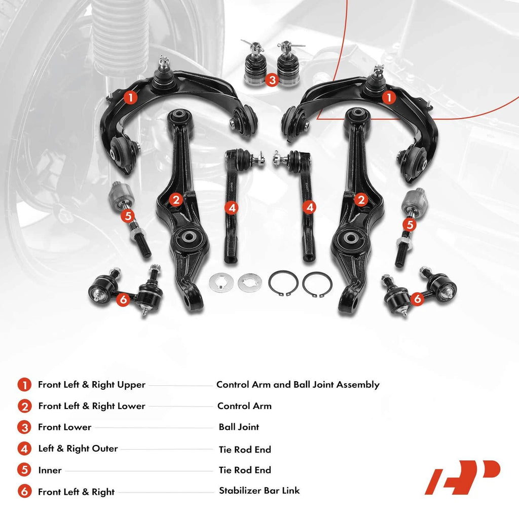 12x Front Control Arm Sway Bar Tie Rod for Honda Accord (1998–2002)