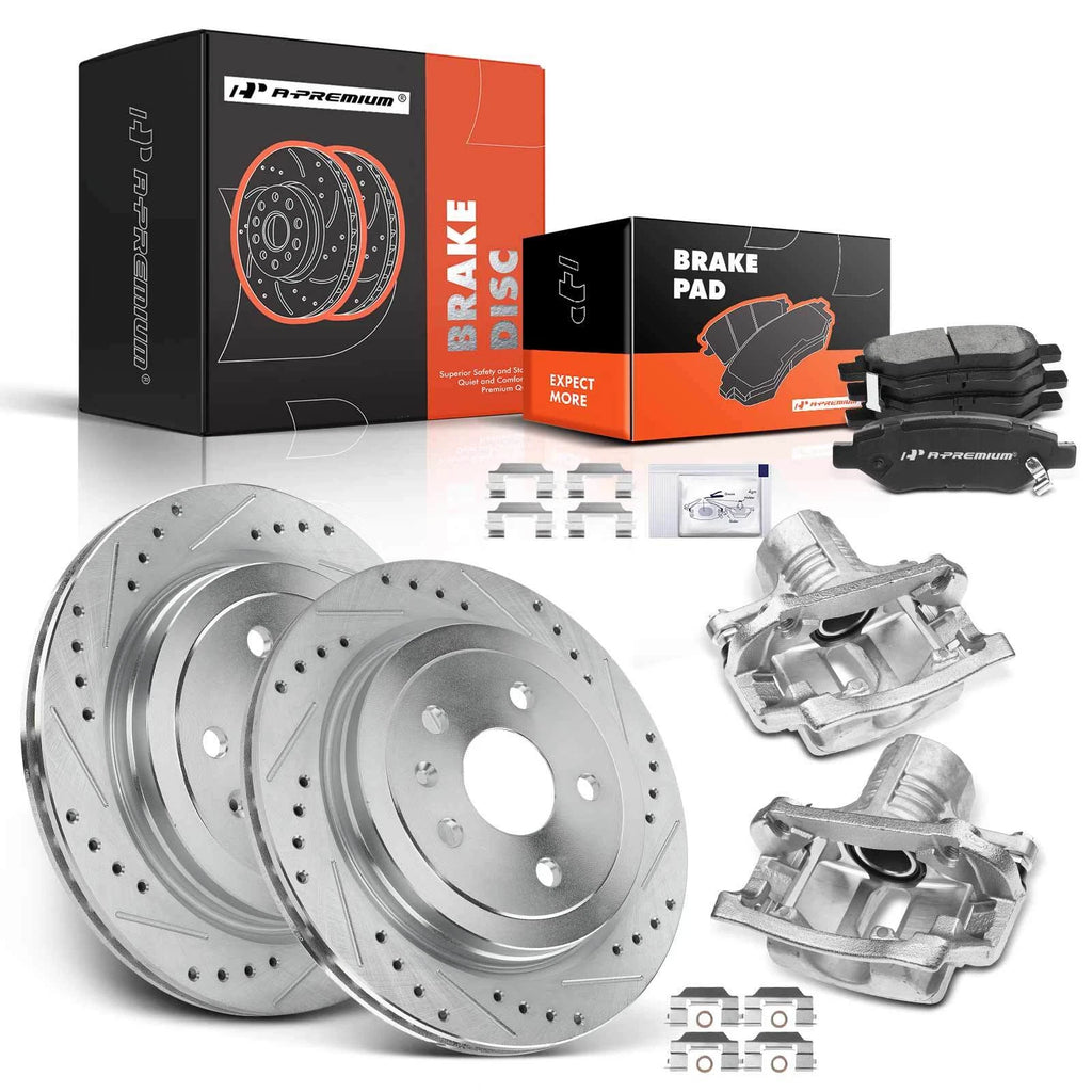 8x Rear Drilled Brake Rotors & Pads for Chevy Camaro (2010–2015)