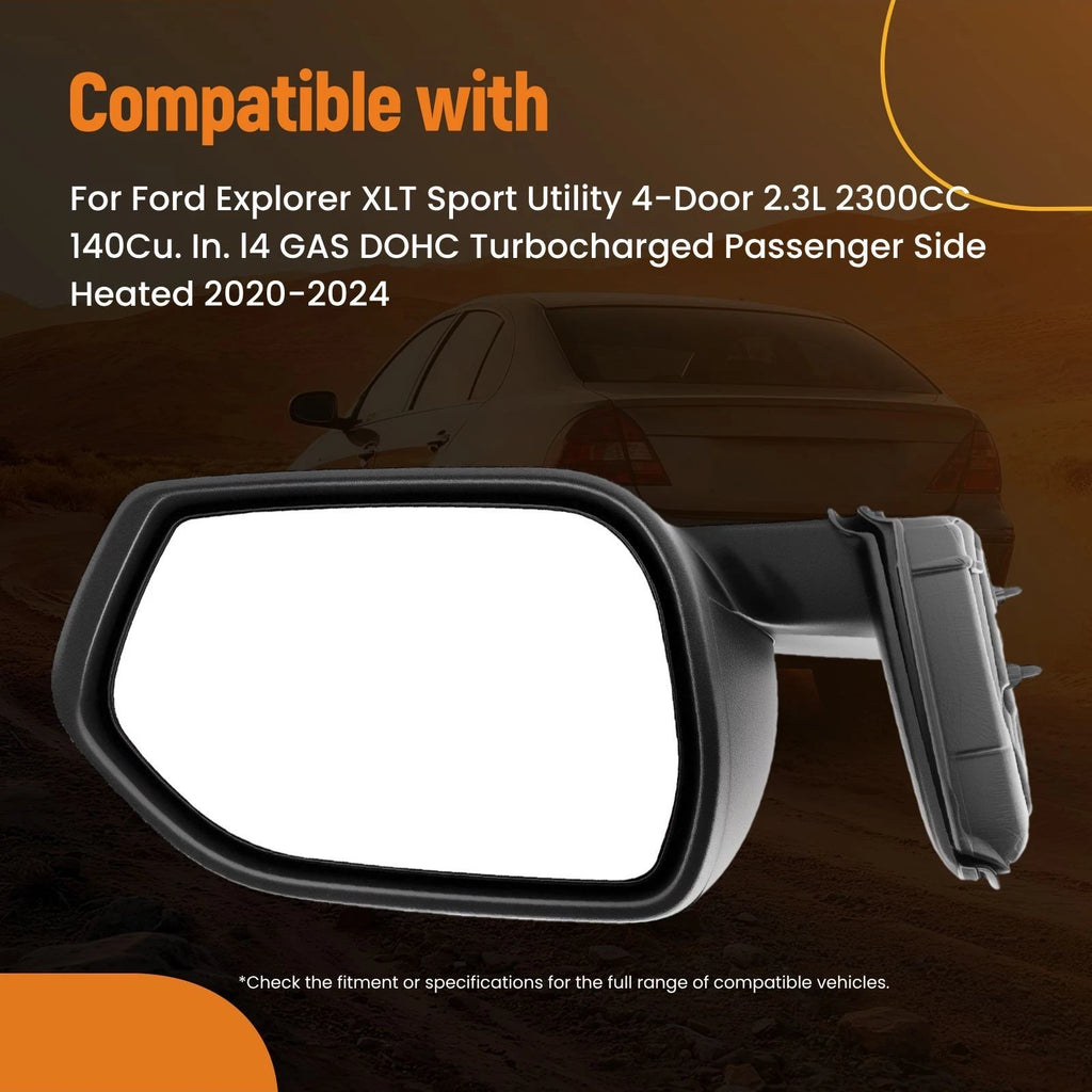 Right Side Mirror for Ford Explorer XLT (2020–2024) Blind Spot Power Black