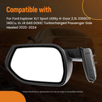 Right Side Mirror for Ford Explorer XLT (2020–2024) Blind Spot Power Black