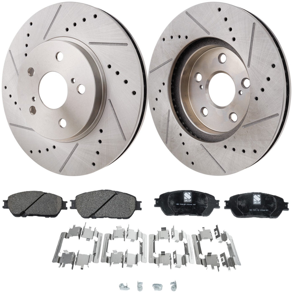 Brake Disc Rotors and Pads Kit for Toyota Sienna Solara Avalon Camry (2005–2006)