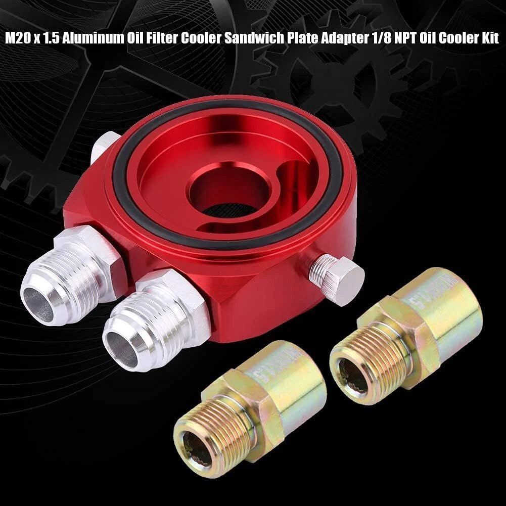 Aluminum Oil Filter Cooler Sandwich AN10 Block Adapter Gauge Sensor Plate for
