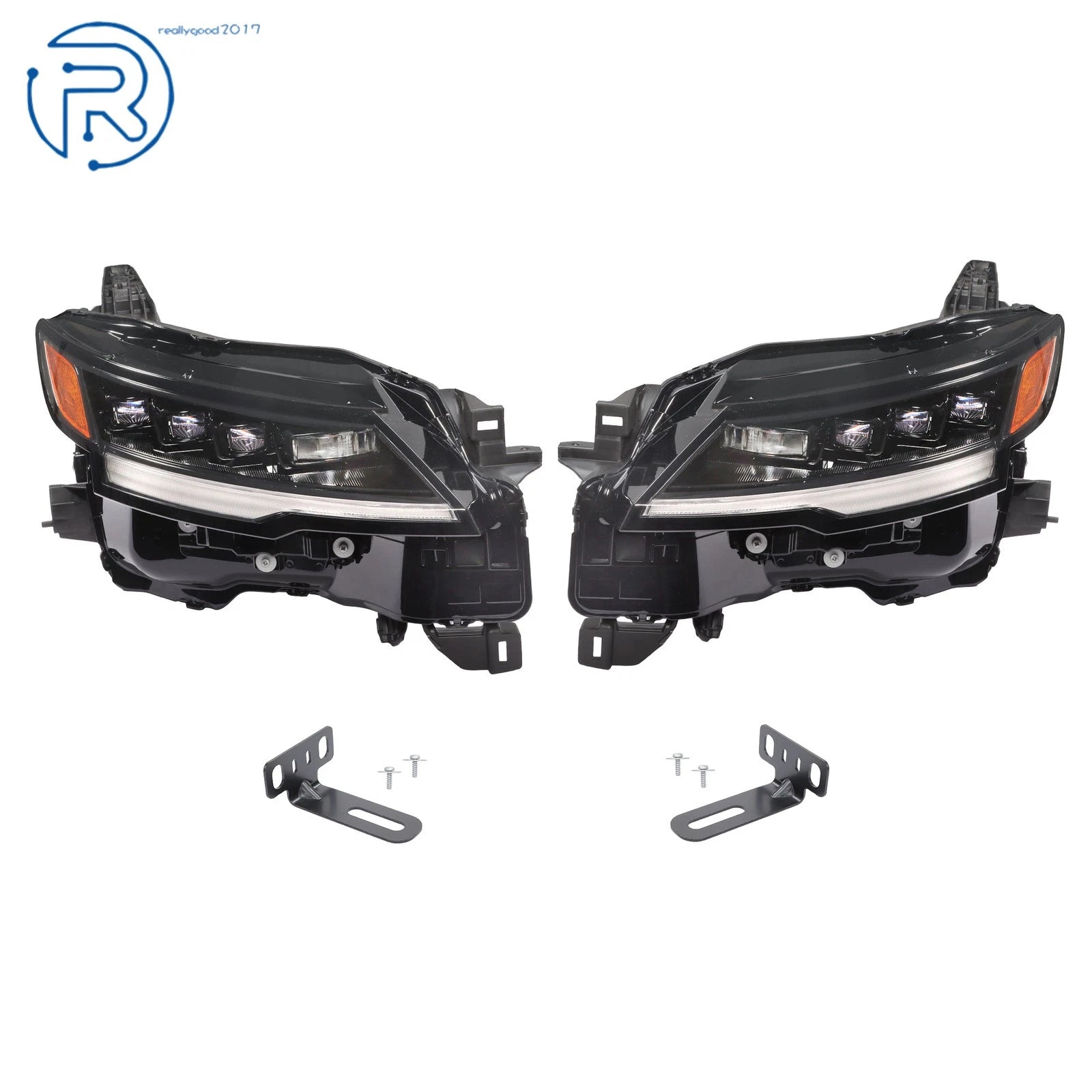 Set of 2 LED Headlights for Nissan Kicks (2025–2026) Left+Right Black Clear