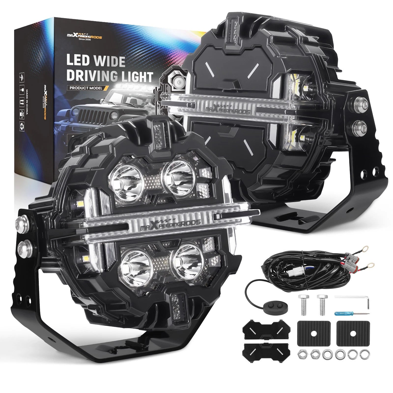 LED Light Pods for Universal Vehicles (5 Inch, RGB, Amber, White)