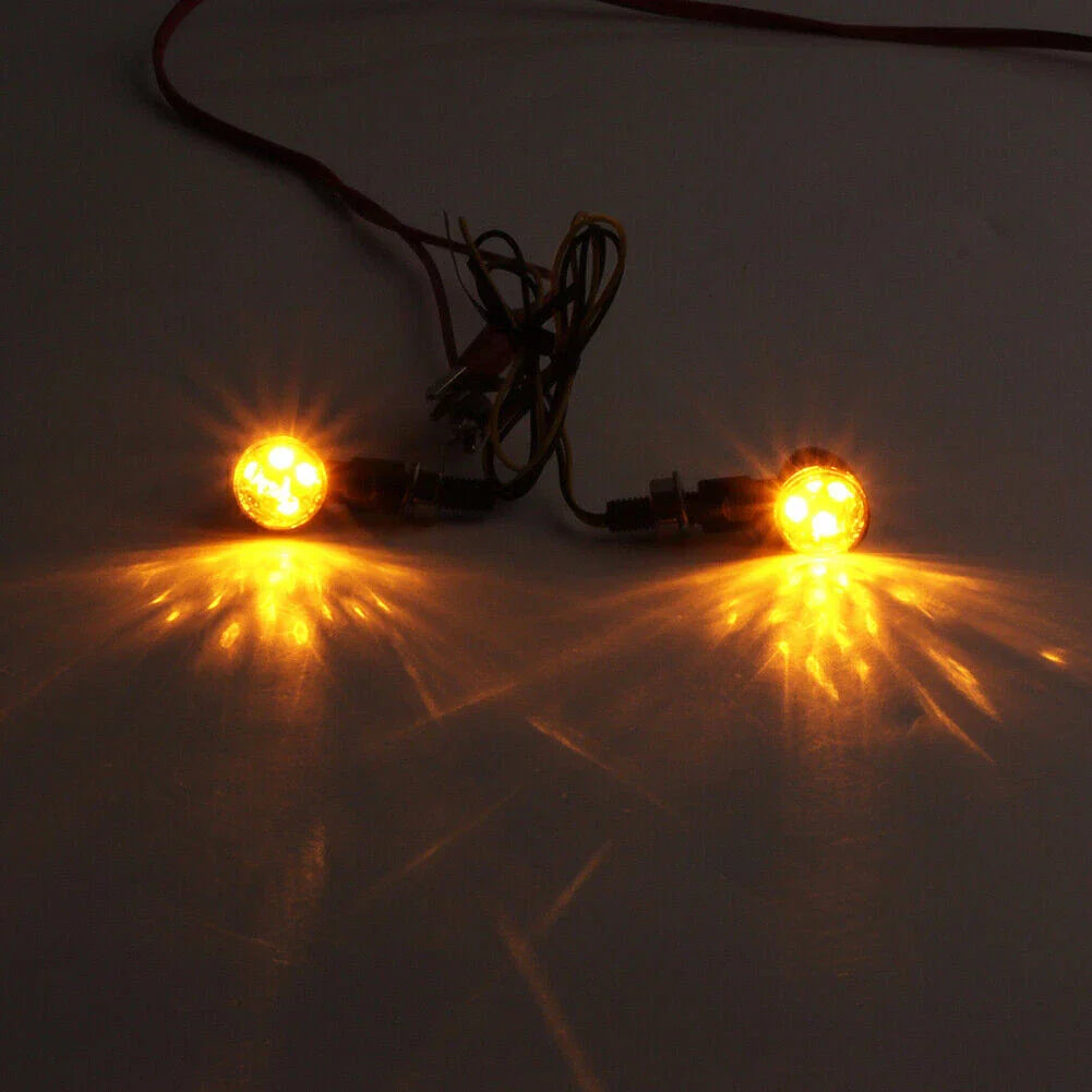 Universal Black Metal LED Mini Amber Turn Signal Lights for Car