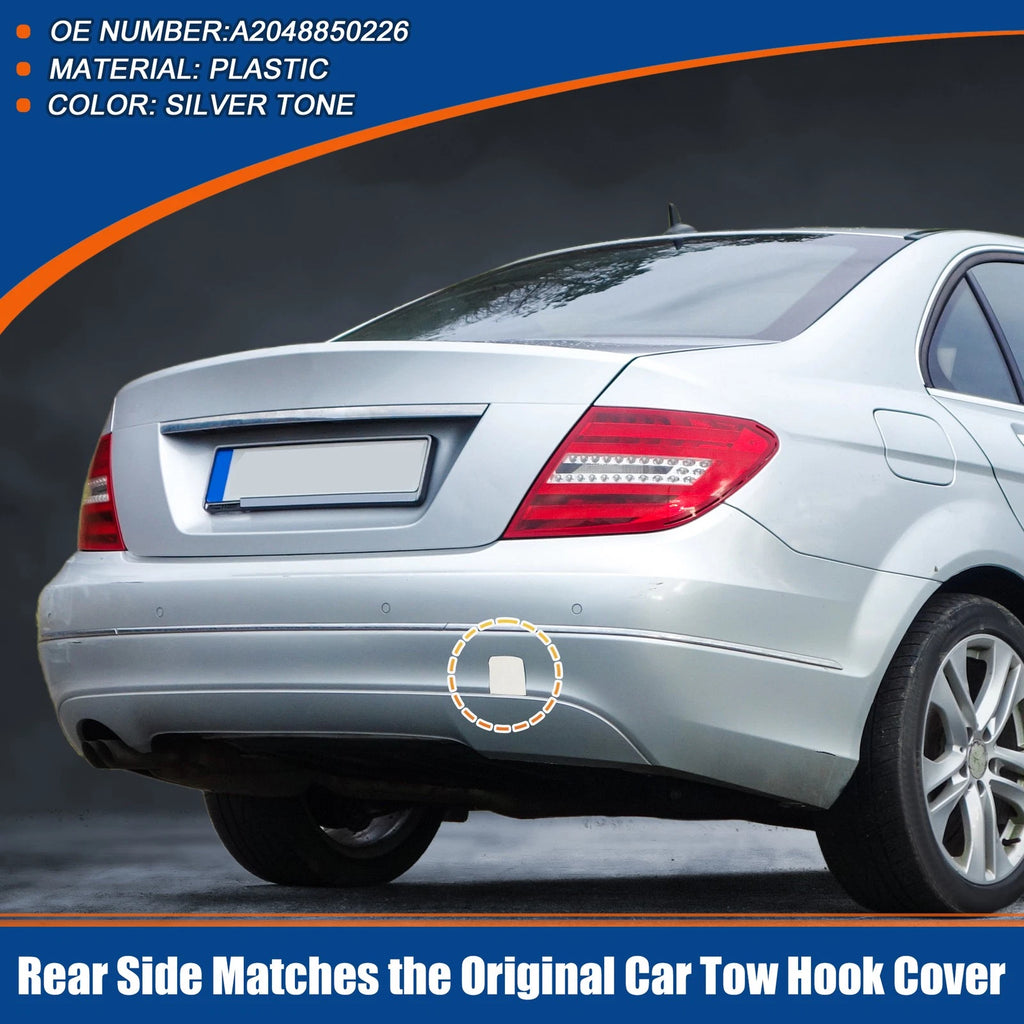 Rear Car Bumper Tow Hook Cover for Mercedes-Benz C-Class (2015–2021) No.A2048850226 White
