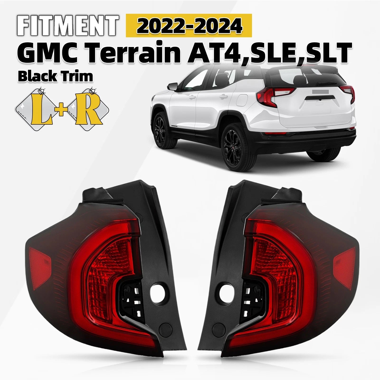 Tail Light Set for GMC Terrain SLE SLT AT4 (2022–2024) w/ Black Trim