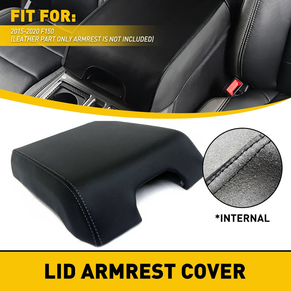 Black Center Console Armrest Lid for Ford F150 (2015–2019) Leather