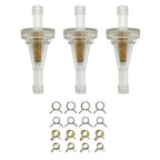 3 Pack 6mm Inline Fuel Filter with Clamps for ATV Dirt Bike Mower