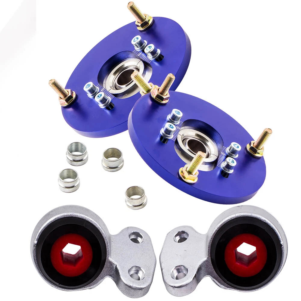 Set of 4 Front Lower Control Arm Bushings + Camber Plates for BMW E46 (1998–2006)