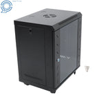 Enclosed Server Rack 12U for Secure Lock Glass Front & Sides (15.5" Deep)