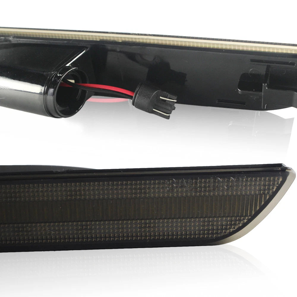 Black Lens White LED Rear Bumper Side Marker Lights for Ford Mustang (2015–2021)