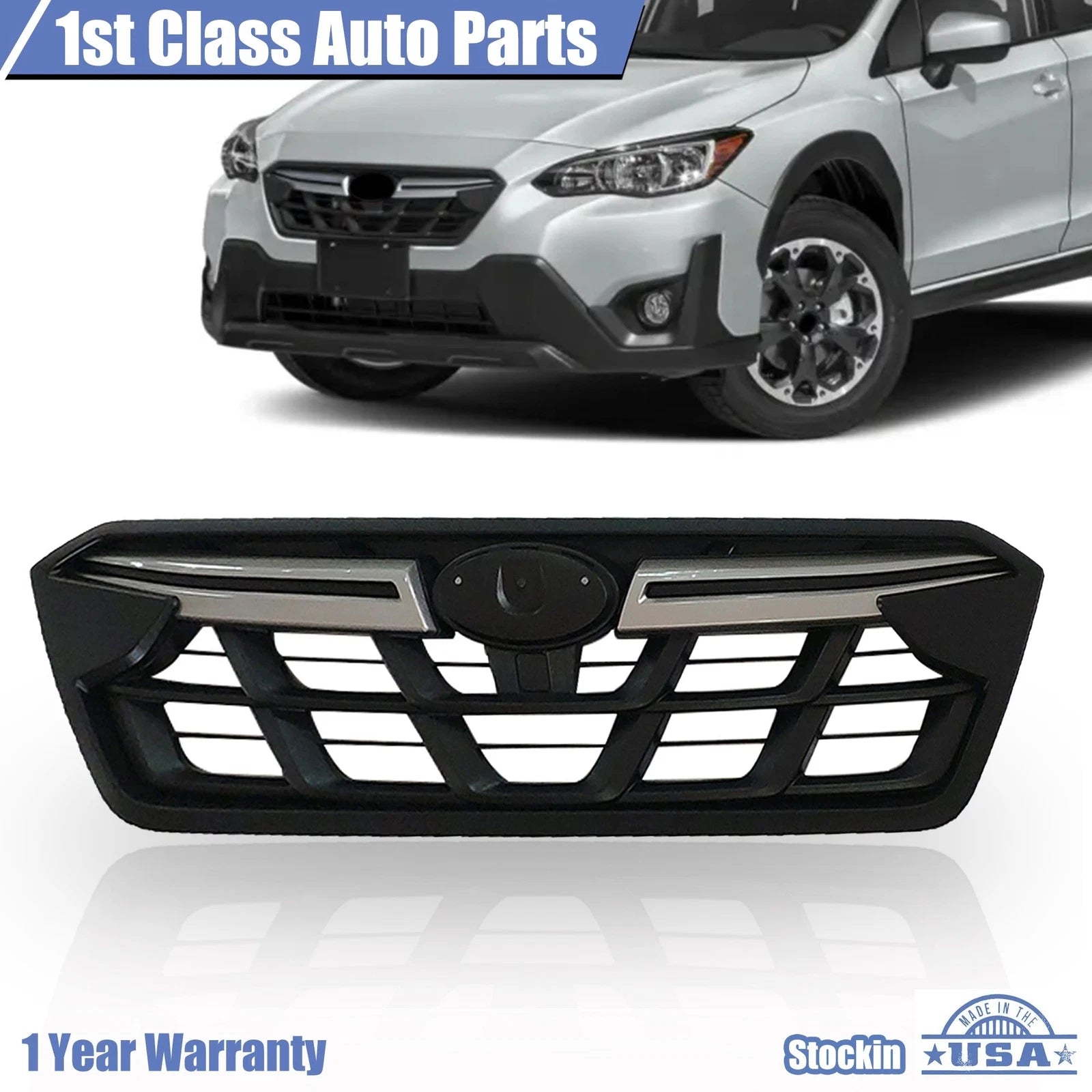 Front Bumper Grille for Subaru Crosstrek (2021–2023) Silver & Black Trim