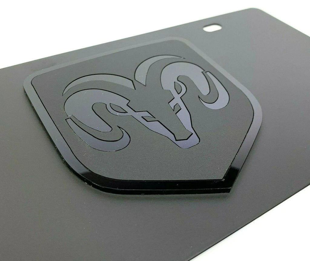 Vanity License Plate Premium Black with Dodge Ram Emblem for Dodge Ram (2002–2026)