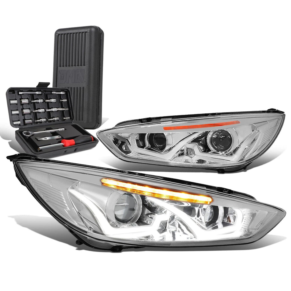 Dual LED DRL Projector Headlights for Ford Focus (2015–2018)