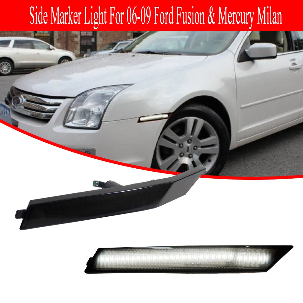 Set of 2 Smoke LED Side Marker Lights for Ford Fusion Milan (2006–2009)