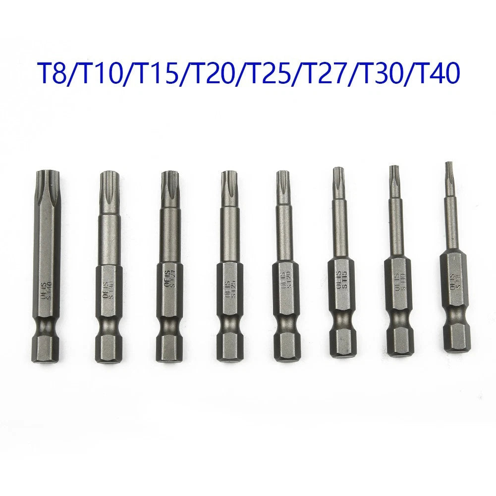 Set of 8 Bit Screwdrivers T8/T10/T15/T20/T25/T27/T30/T40 for Automotive