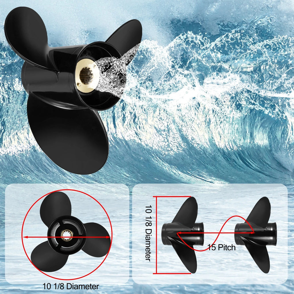 Outboard Propeller 10 1/8 x 15 for Mercury 25-70 HP (48-73140A45, RH)