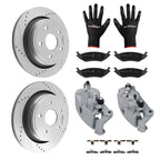 Set of 4 Rear Drilled Rotors with Brake Calipers & Pads for Dodge Ram 1500 (2005–2010) 18-B4836