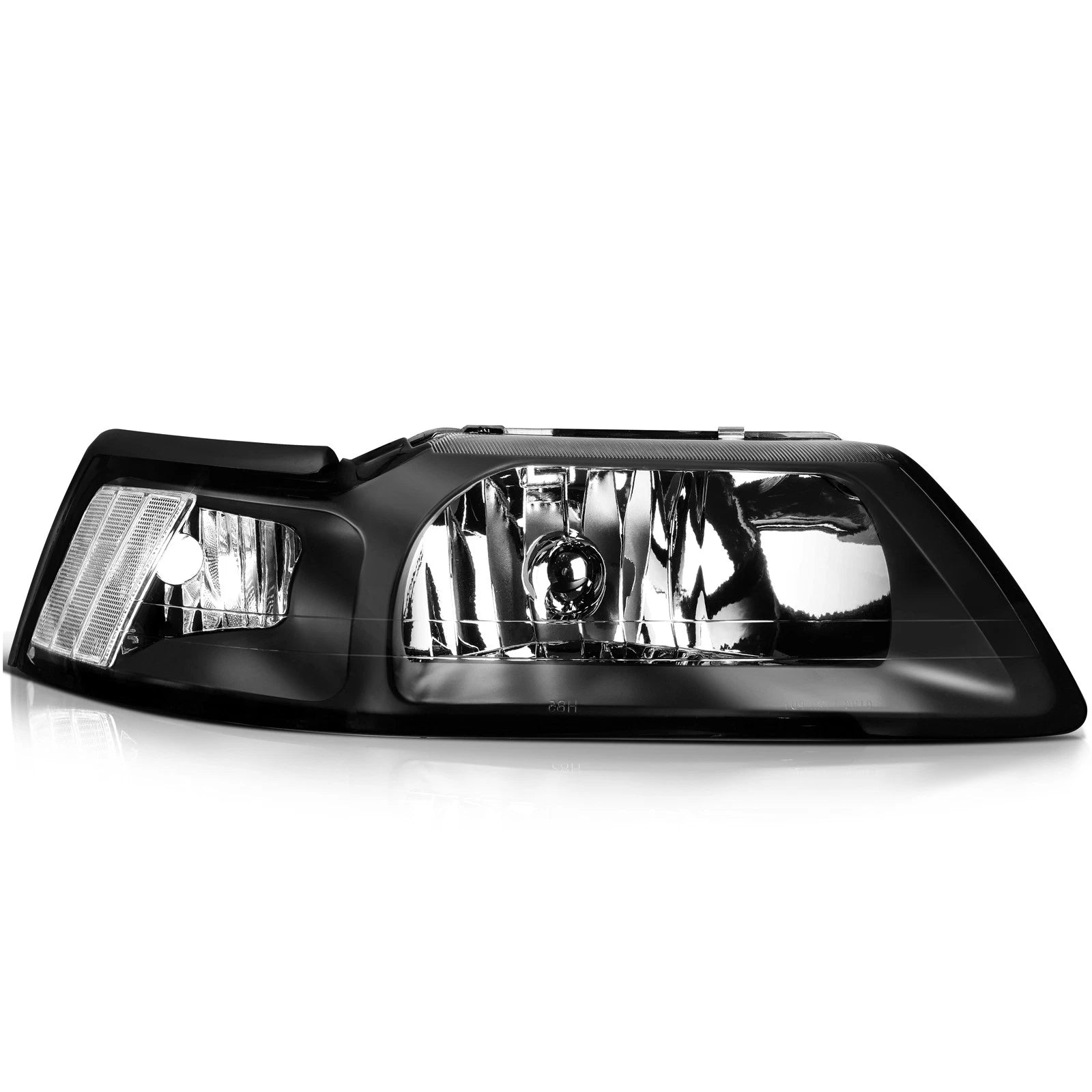 Headlight Assembly Lamps Pair for Ford Mustang (1999-2004) Black Housing Clear Lens