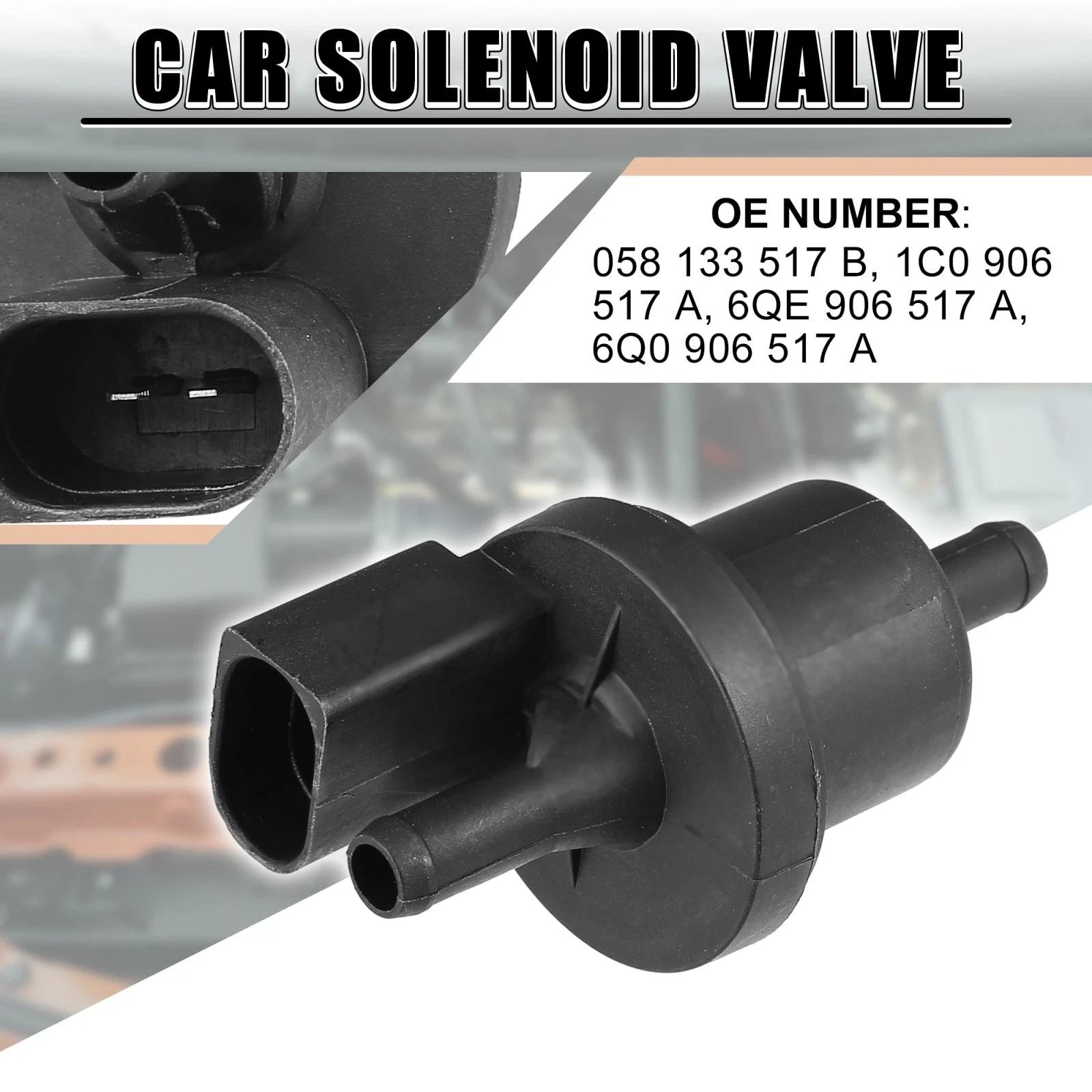 Vapor Canister Vacuum Solenoid Purge Valve for Volkswagen Audi (2006–2015) 06E906517A
