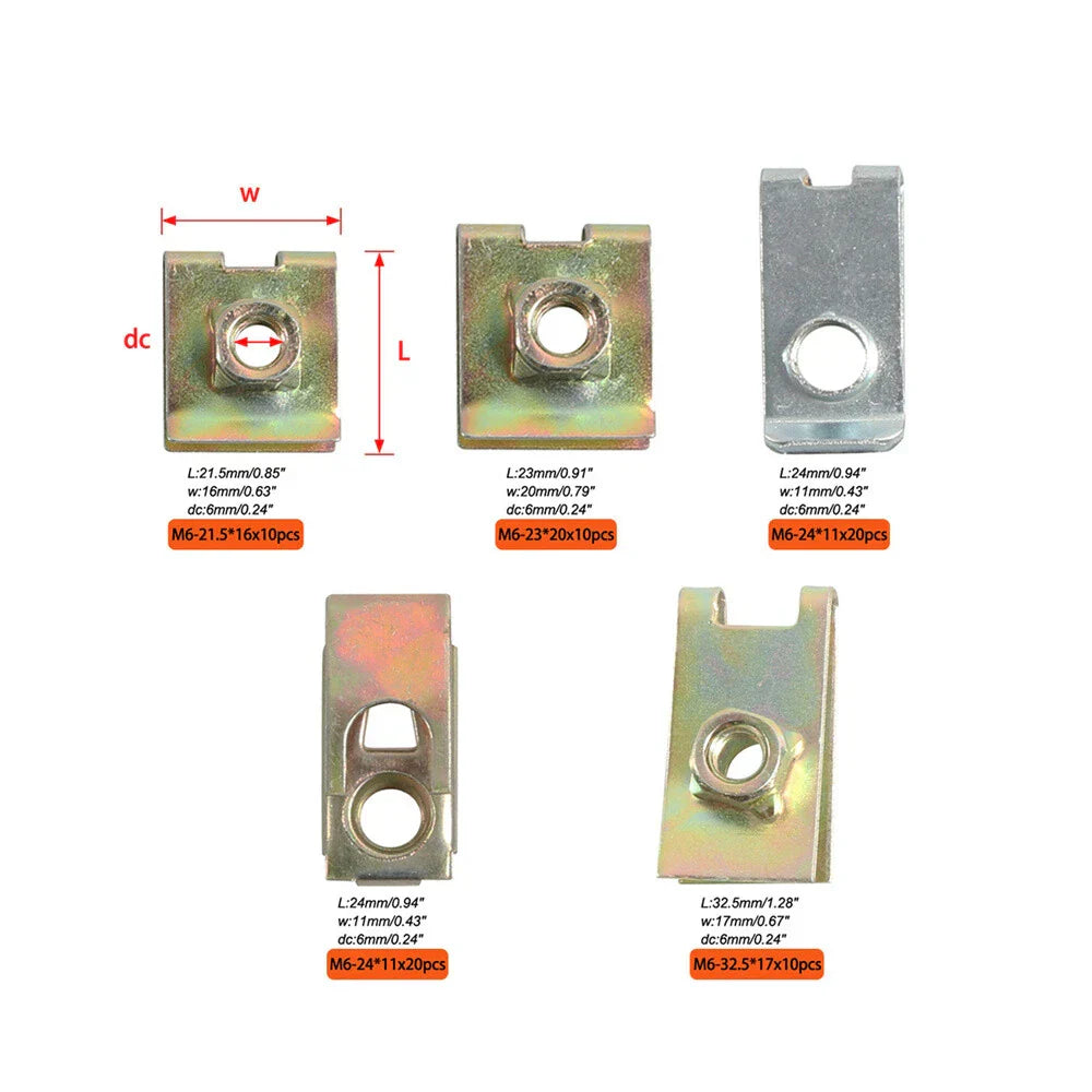 70Pcs Metal U-Type Bumper Fender Clips for Car Truck Accessories