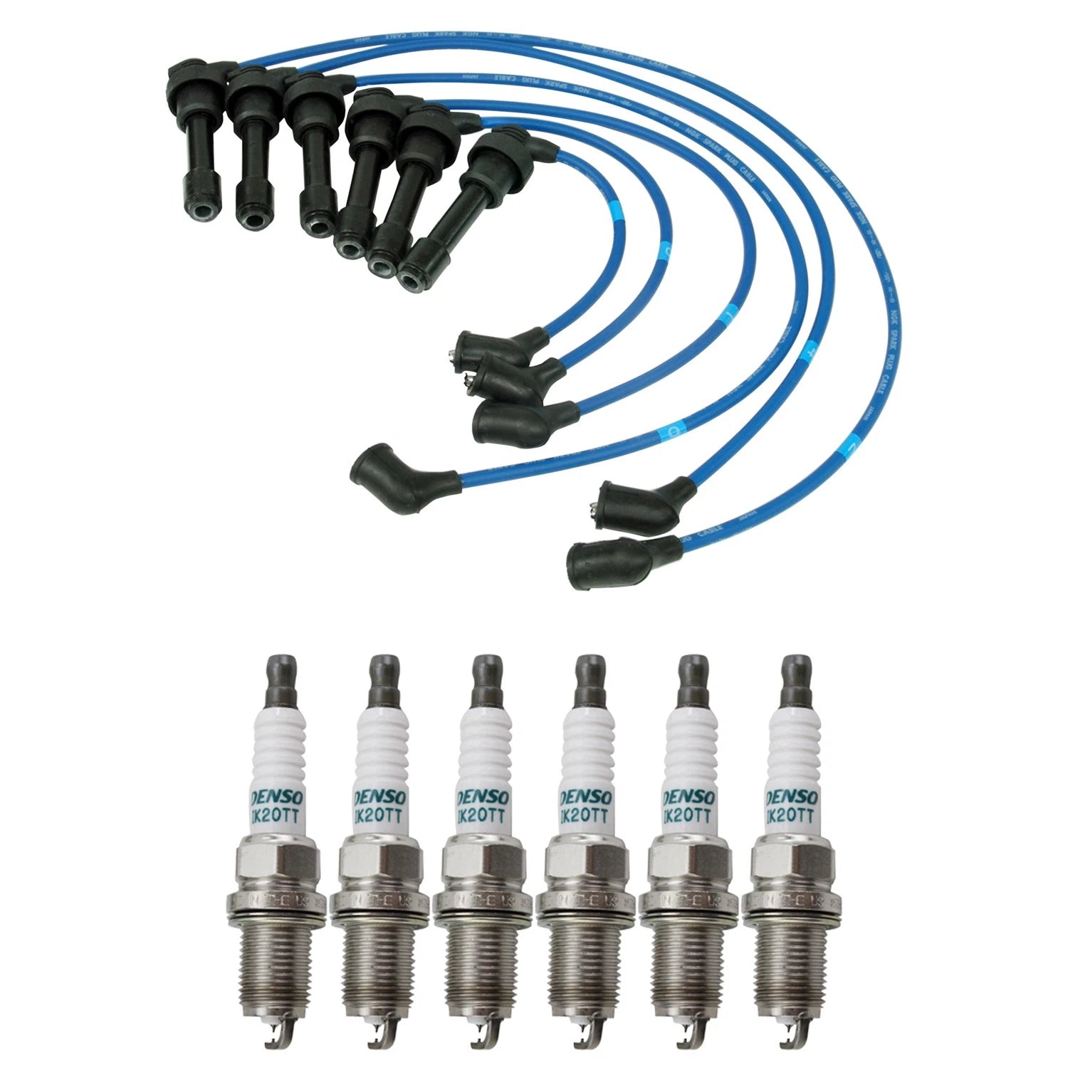 NGK Wire Set & Denso 6 Iridium TT Spark Plugs Kit for Diamante 3000GT (1991–2000)