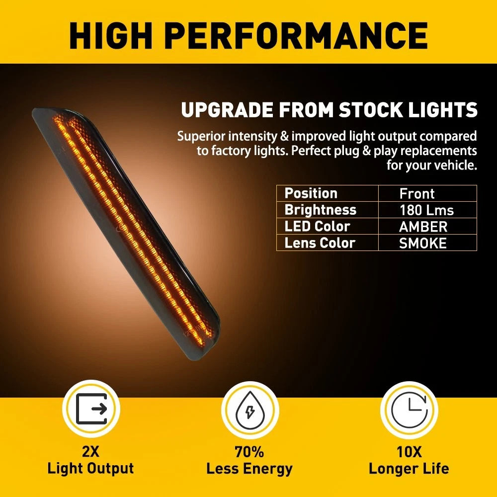 Set of 2 Smoked LED Marker Side Lights for Ford Mustang (2010–2014)