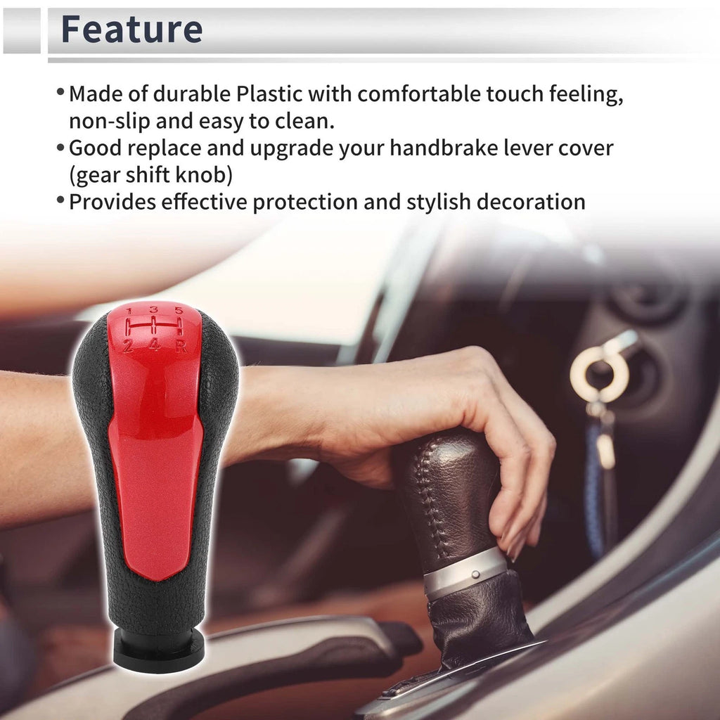 5 Speed Shift Knob for Chevrolet Spark (2013–2022) Red Black Plastic