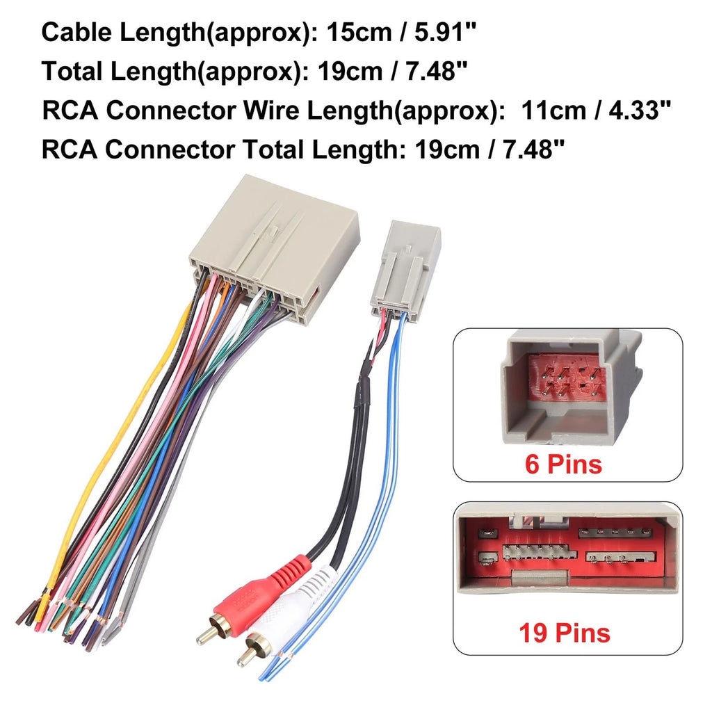 Stereo CD Player Wiring Harness Set of 2 RCA Connectors for Ford Freestar (2004–2007)