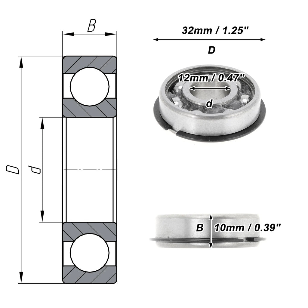 6201NR Deep Groove Ball Bearing for Scooter Skateboard Wheel (12x32x10mm)