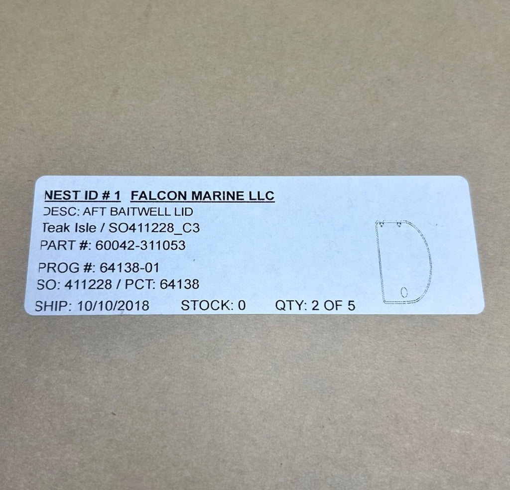 Aft Baitwell Lid for Falcon 26 Offshore Boats (17.5'' x 17.5'')